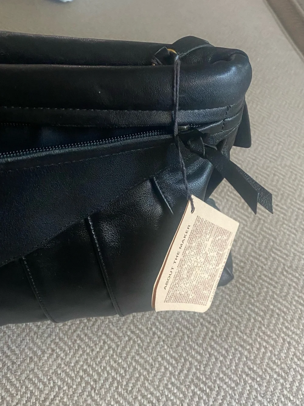 Anne Klein Black Pleated Leather Fold-Over Clutch
